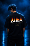 AURA Flame Oversized Tee — Washed Black