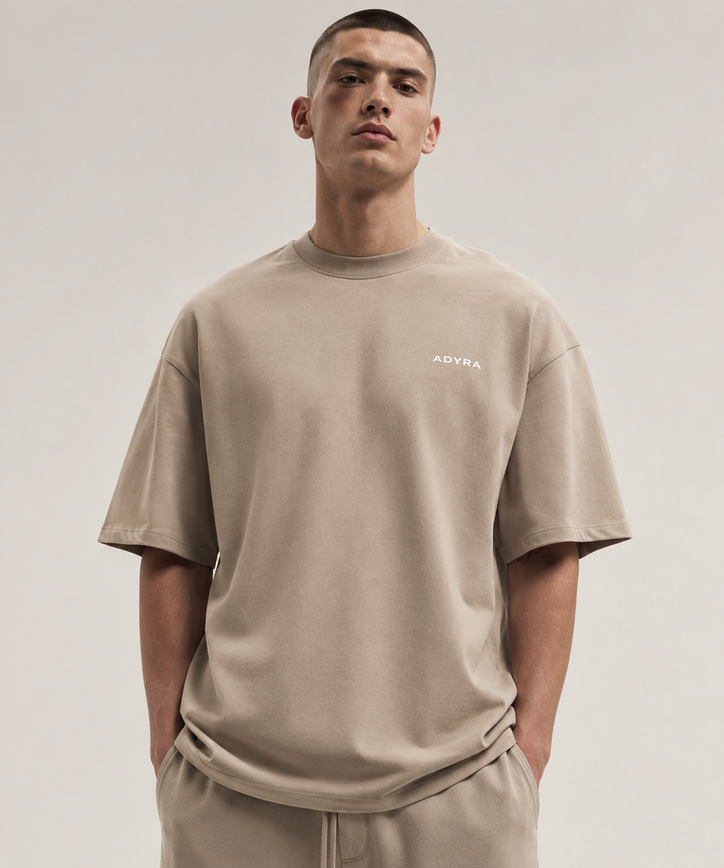 BORN BROKE DIE RICH OVERSIZED TEE - Beige