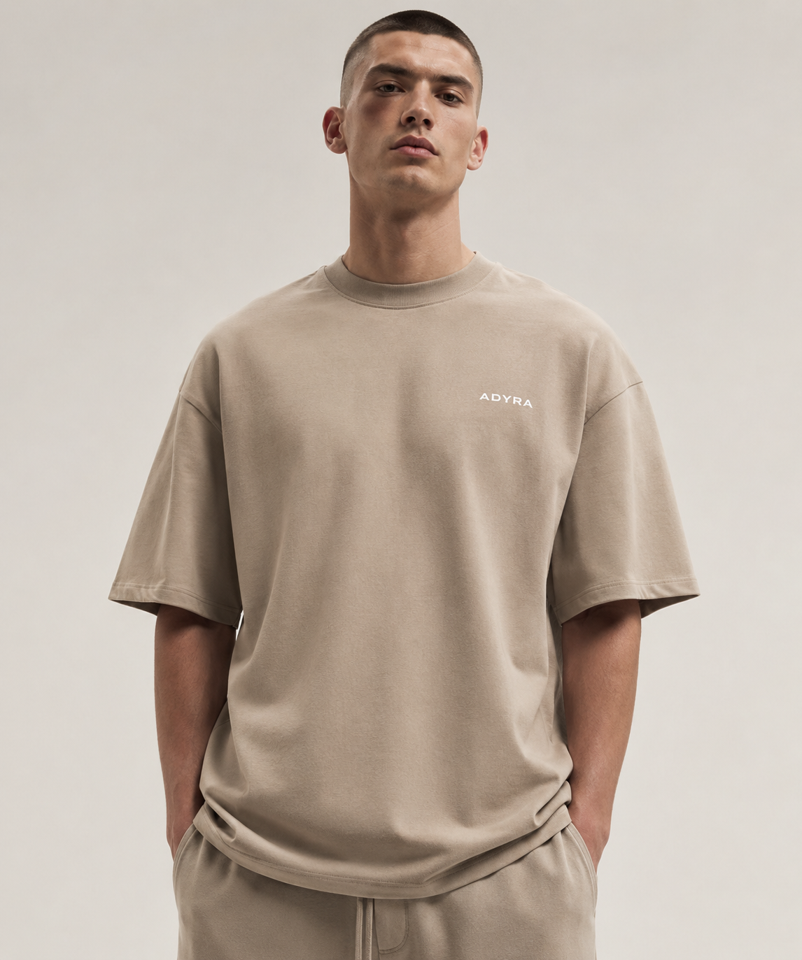 BORN BROKE DIE RICH OVERSIZED TEE - Beige