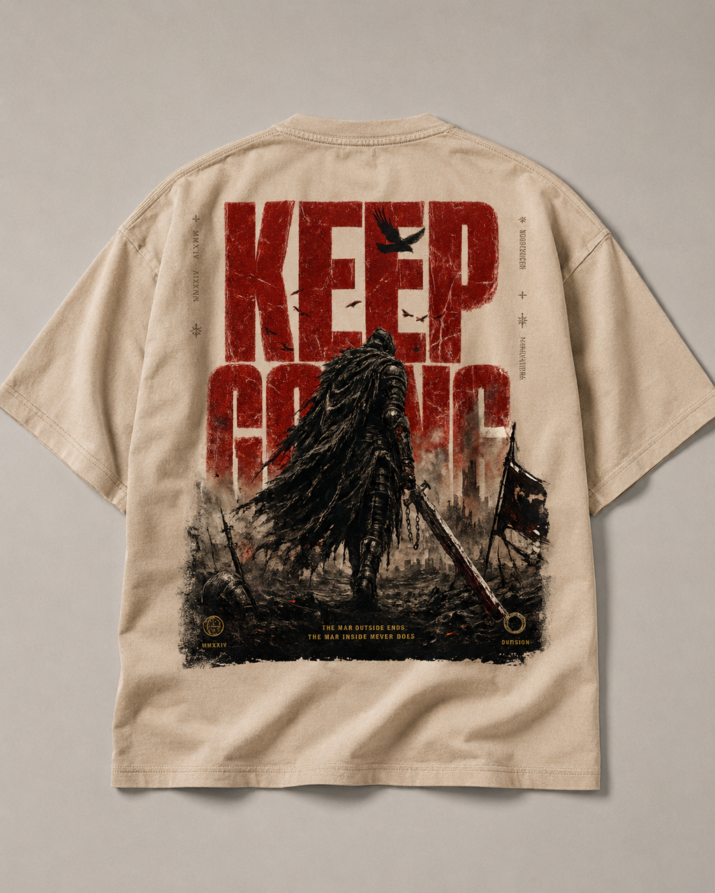 KEEP GOING WARLORD TEE - Beige