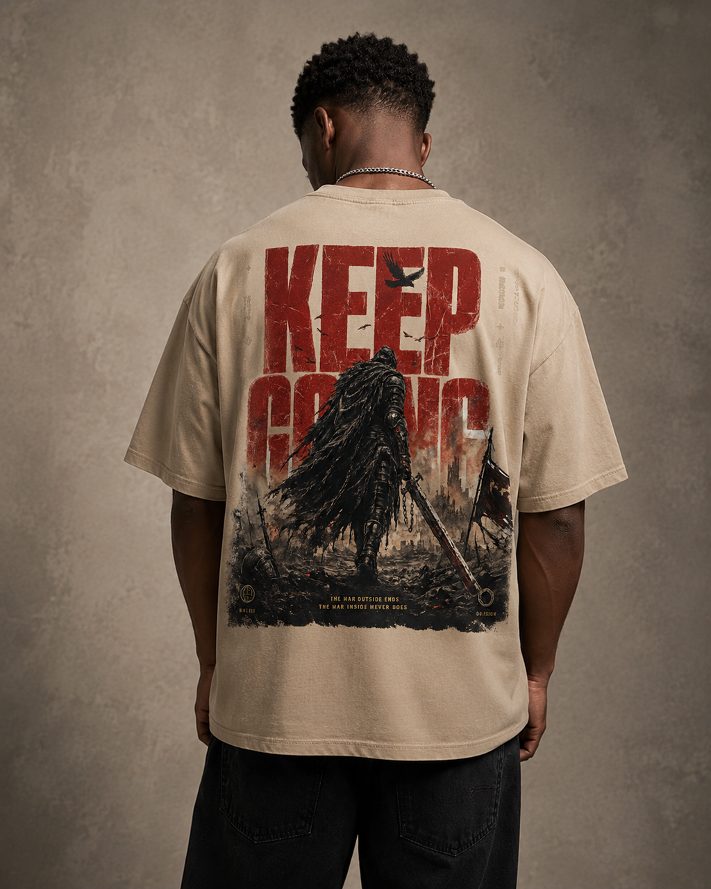 KEEP GOING WARLORD TEE - Beige