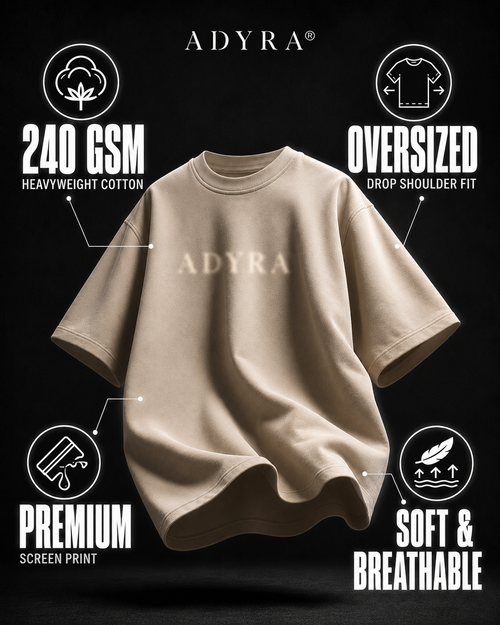 BORN BROKE DIE RICH OVERSIZED TEE - Beige