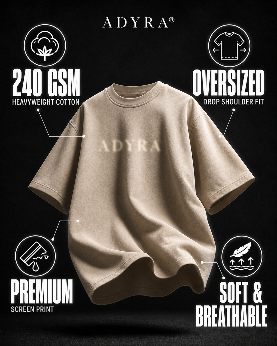 BORN BROKE DIE RICH OVERSIZED TEE - Beige