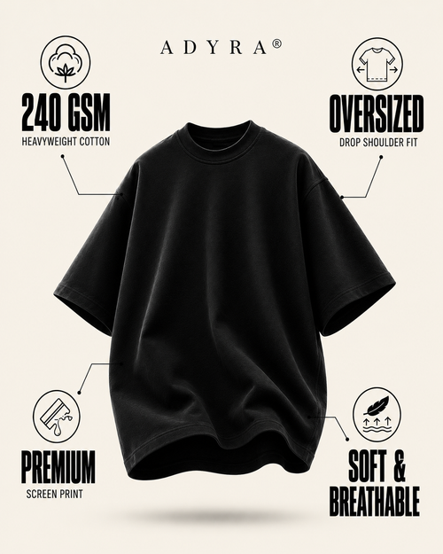 AURA Flame Oversized Tee — Washed Black